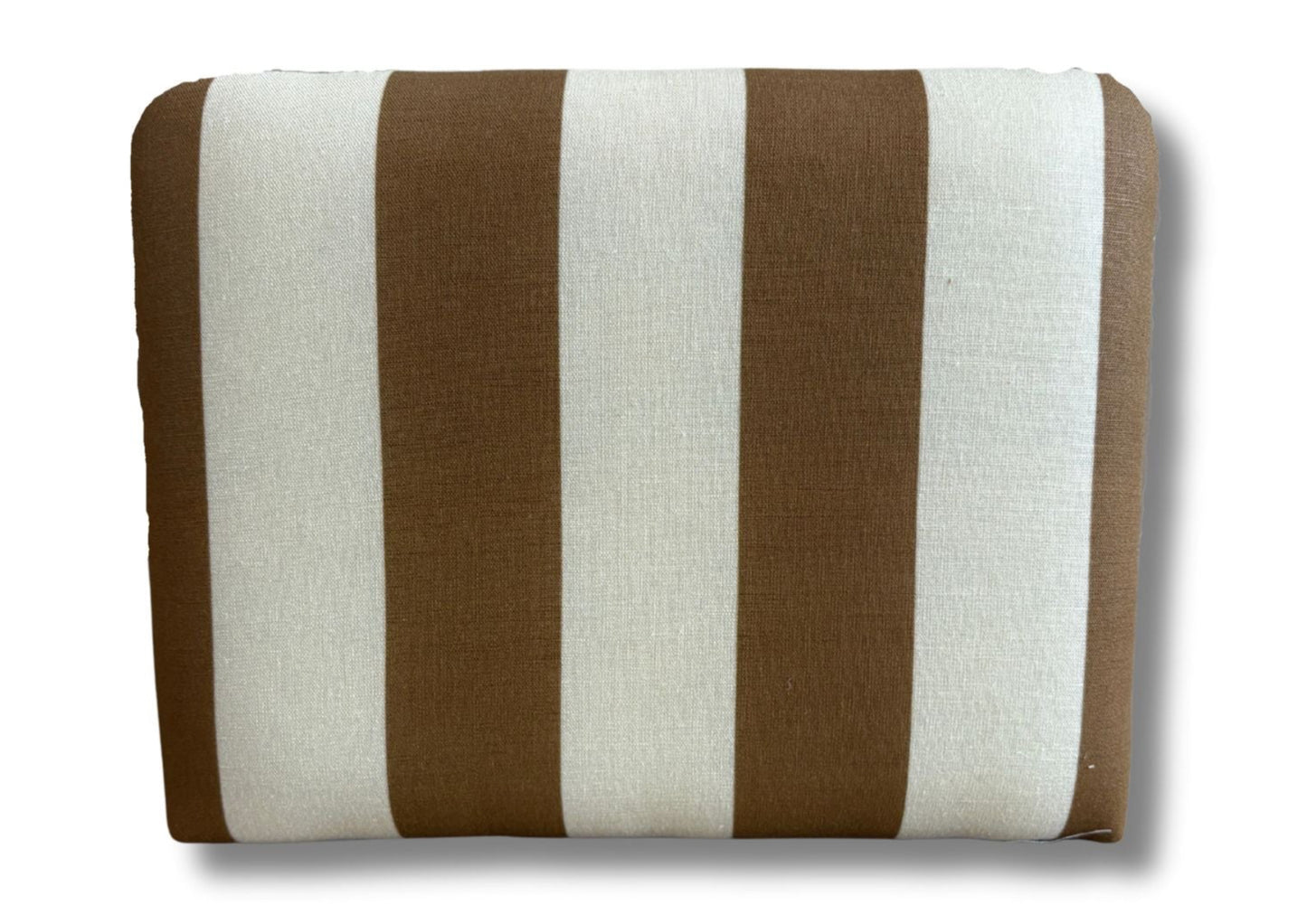 Rectangular headboard with brown and white stripes on a white background